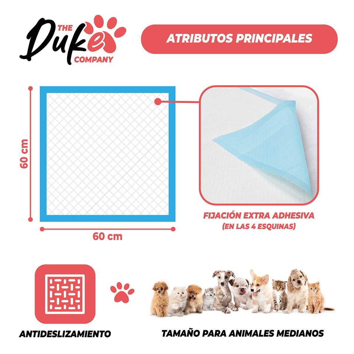THE DUKE COMPANY - Sabanillas Para Perro  60x60 Duke 6 Capas Aromáticas 100U