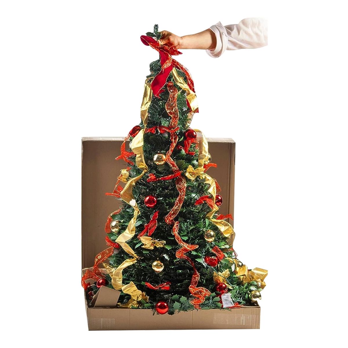 BESTAMERICA - Arbol De Navidad 1.80 Cm Decorado + Luces Leds Incluido Escoces