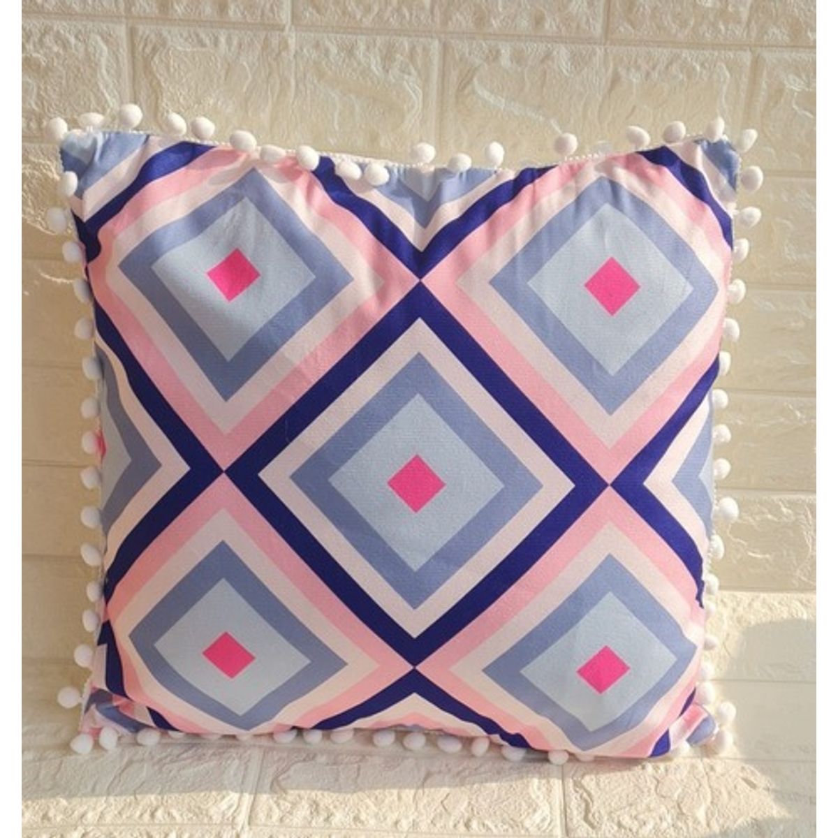 GENERICO - Funda Para Cojin Pompon Decorativa Diseño Colores 64 42x42