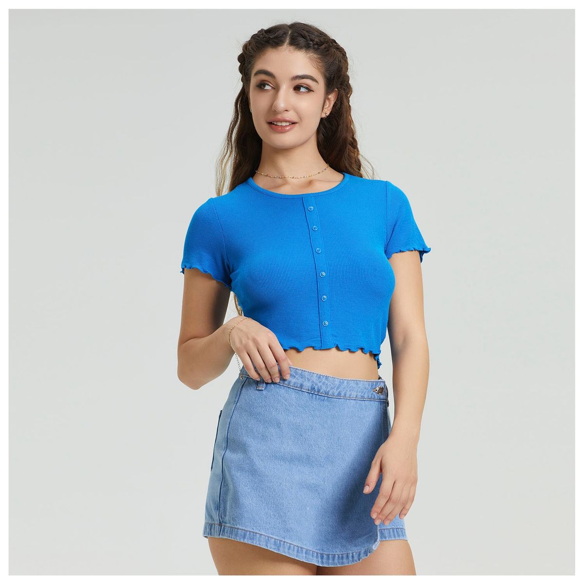 FASHION'S PARK - Polera Mujer Abotonada Azul Eléctrico Fashion's Park