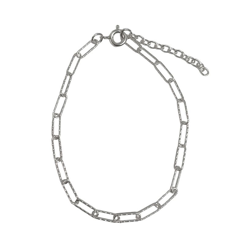 ANDREA COGGIOLA JOYAS - Pulsera Eslabón Alargado Satinado 9x3mm Plata Fina 925