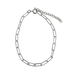 ANDREA COGGIOLA JOYAS - Pulsera Eslabón Alargado Satinado 9x3mm Plata Fina 925
