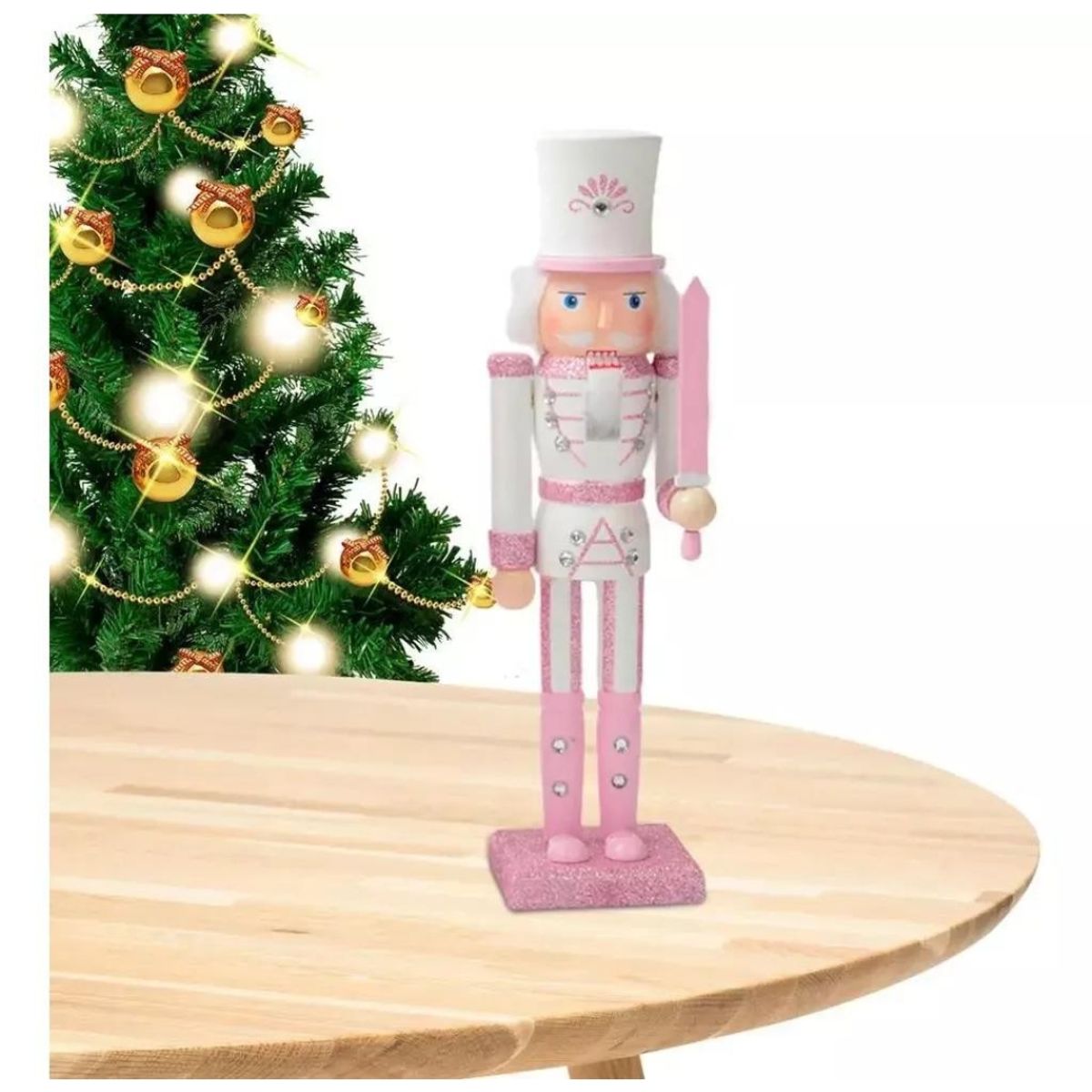 GENERICO - Pack 4 Cascanueces Navidad Rosa 13 CM Adornos