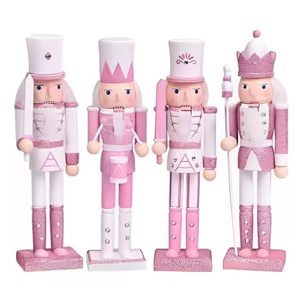 GENERICO - Pack 4 Cascanueces Navidad Rosa 13 CM Adornos