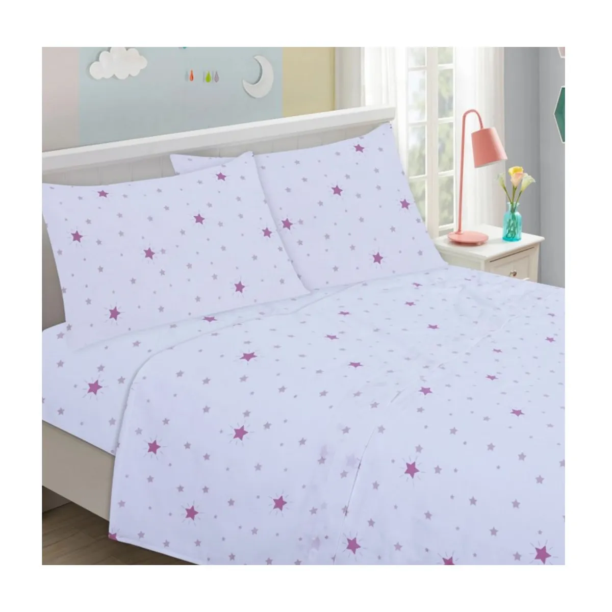 ILLUSIONS - Sabanas De 1.5 Plaza Infantil De 144 Hilos Marca Illusions  Stars