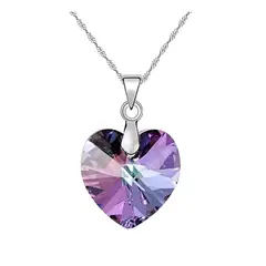 GENERICO - Collar Corazon cristal Austriaco Brillante cadena de plata 925