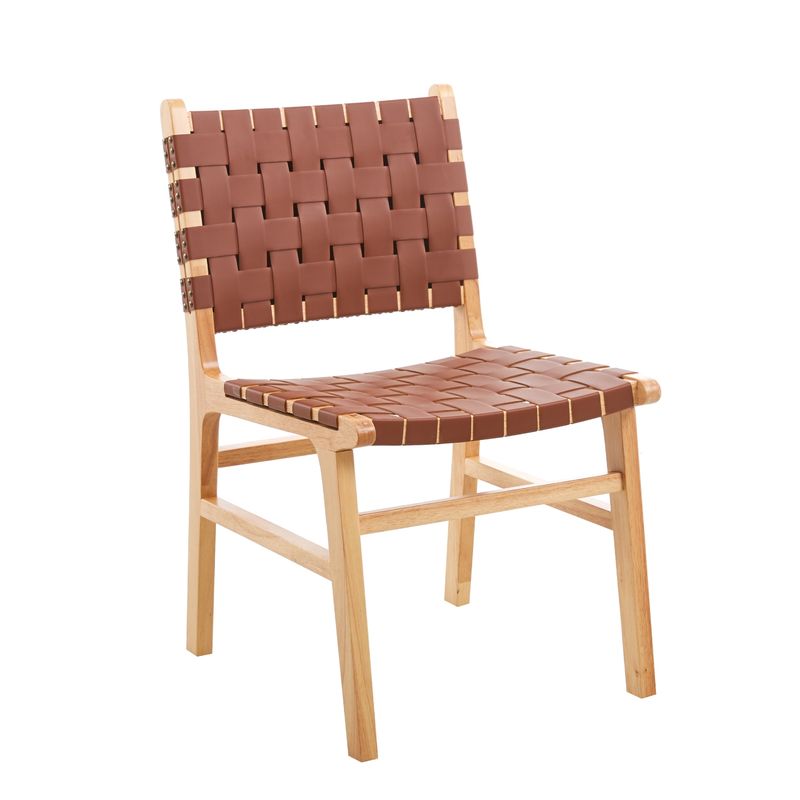 KLIK - Silla de Comedor Danesa Austral enrejada Madera y Cuero - Café