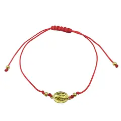 ANDREA COGGIOLA JOYAS - Pulsera Virgen De Los Rayos Cordón Rojo Ajustable Enchapado Oro 18K
