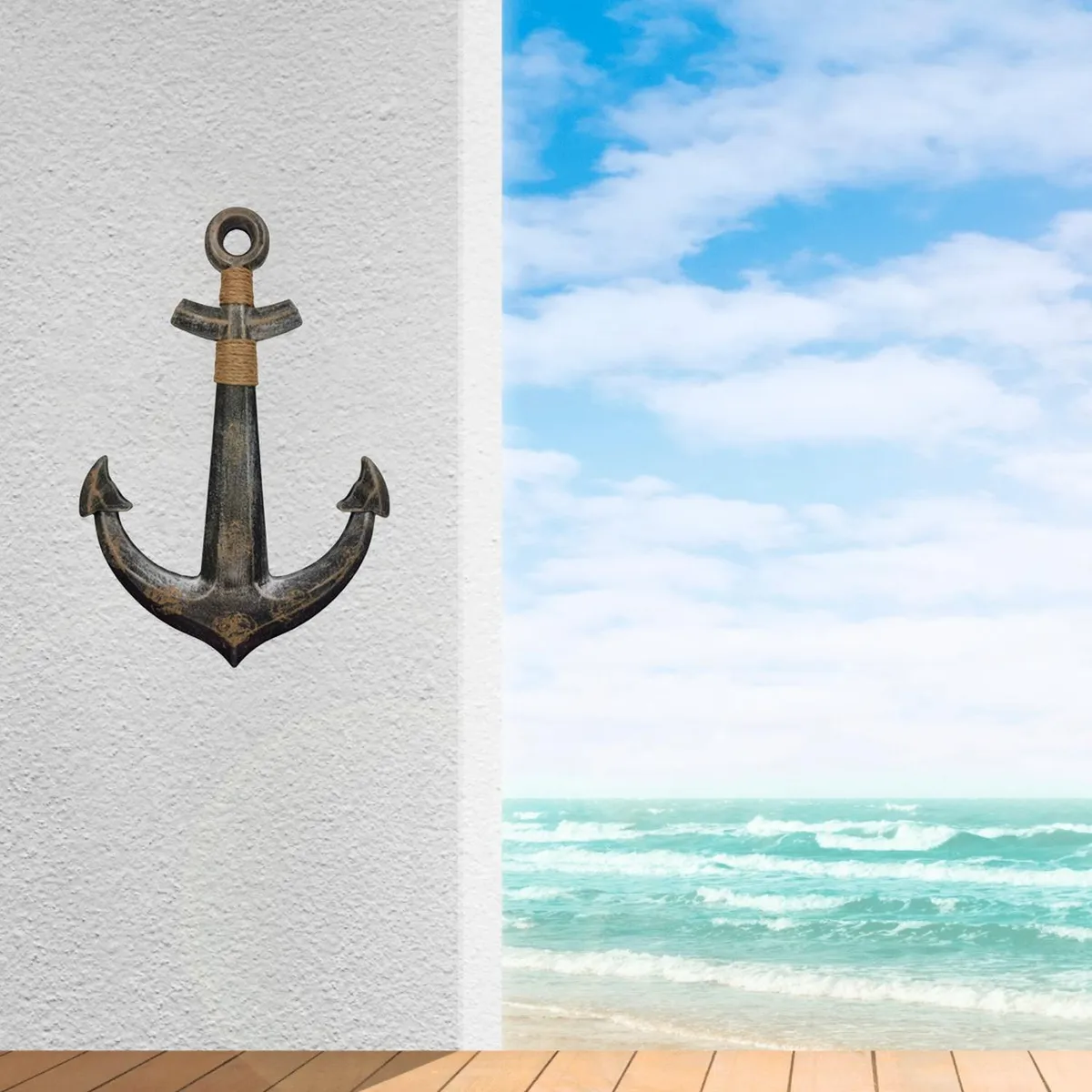 GENERICO - Ancla Decorativo De Madera Gris Oscuro Para Pared Decoracion