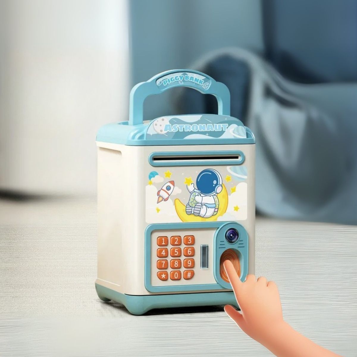GENERICO - Alcancia Electronica Diseños Kawaii Caja Fuerte Portatil - Azul - Talla única