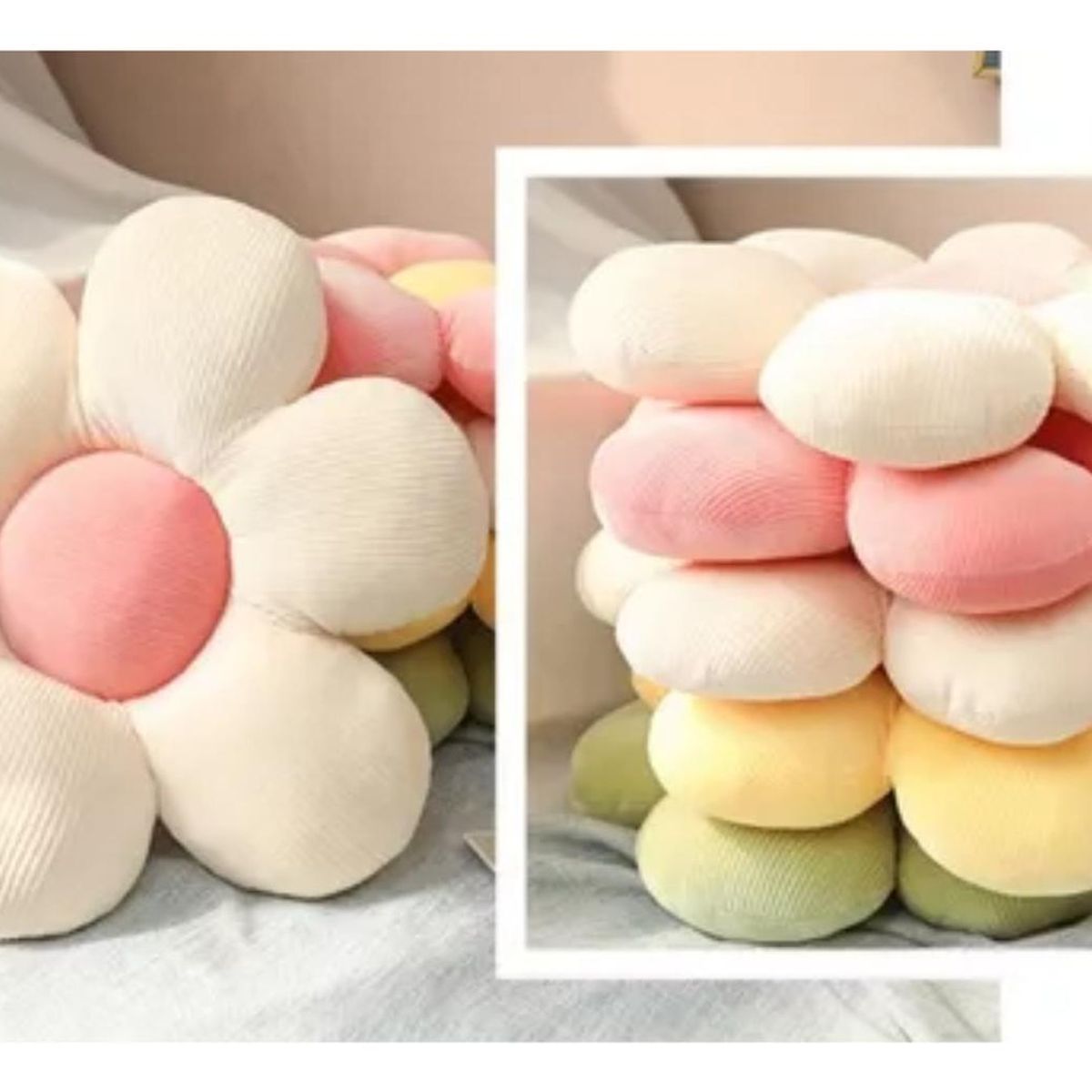 GENERICO - Cojín Decorativo Peluche Forma De Flor Multicolores - Rosa