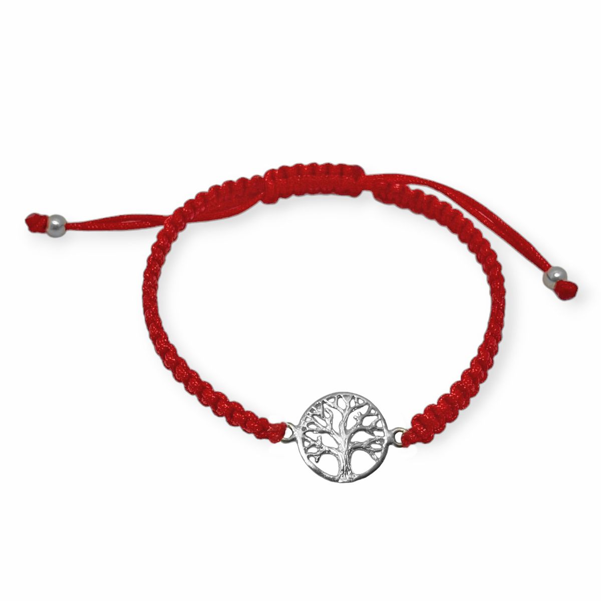ANDREA COGGIOLA JOYAS - Pulsera Árbol De La Vida 13mm Cordón Rojo Plata Fina 925