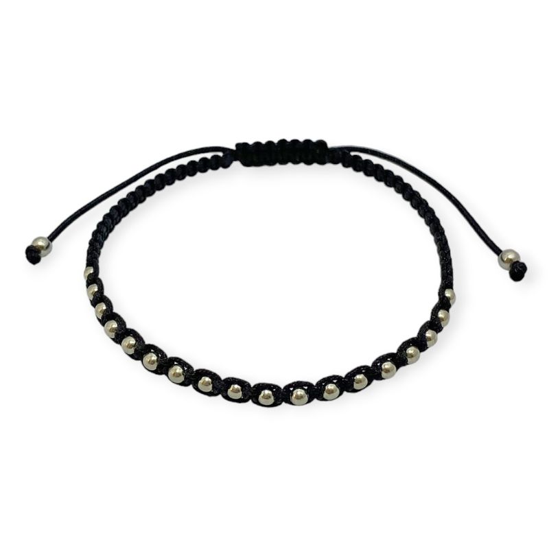 ANDREA COGGIOLA JOYAS - Pulsera Nora Cordón Negro Plata Fina 925