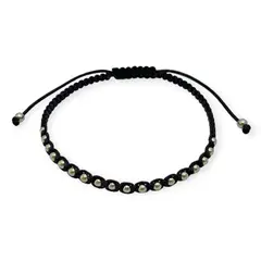 ANDREA COGGIOLA JOYAS - Pulsera Nora Cordón Negro Plata Fina 925