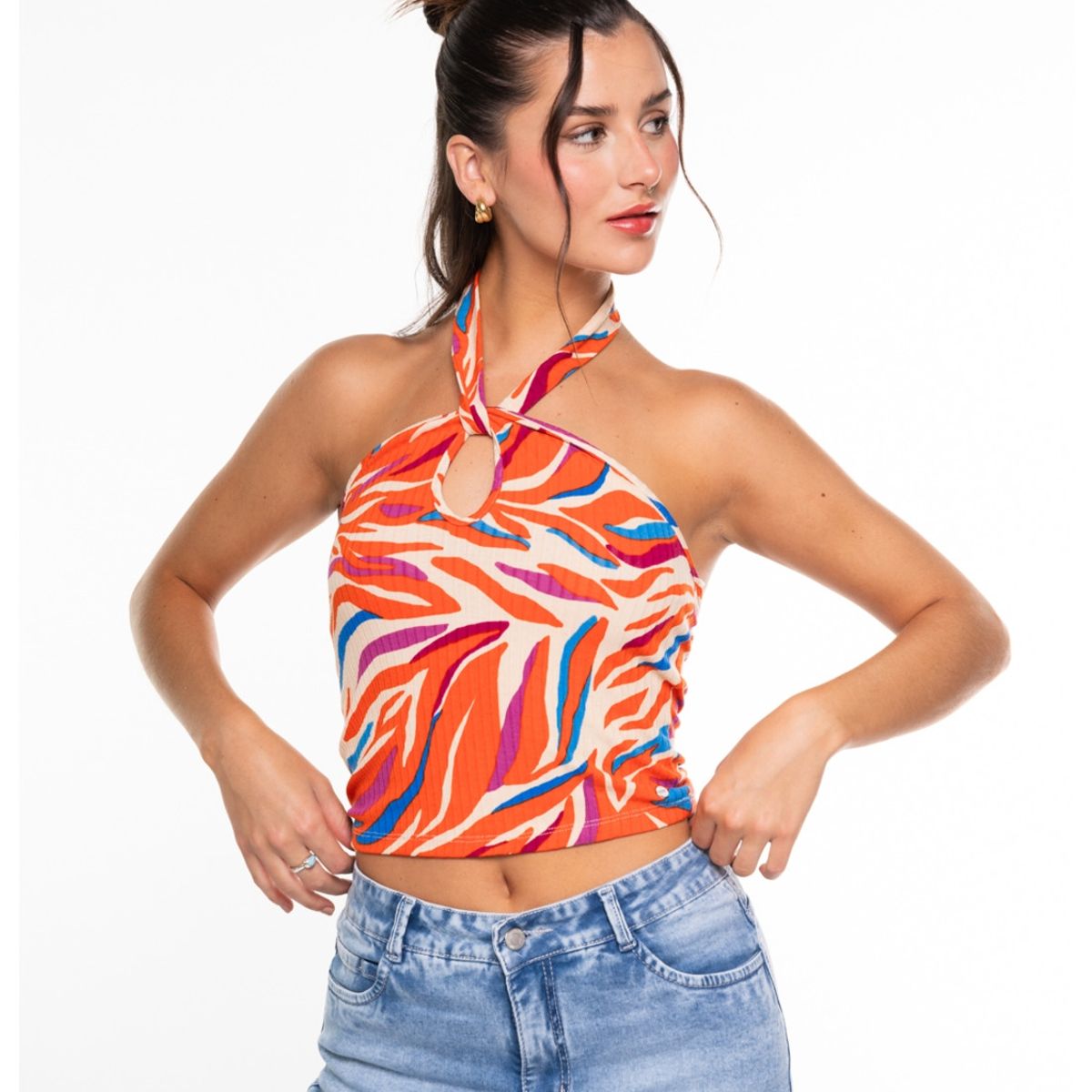 EFESIS - Polera Marsella Regular Cuello Halter Rojo Efesis