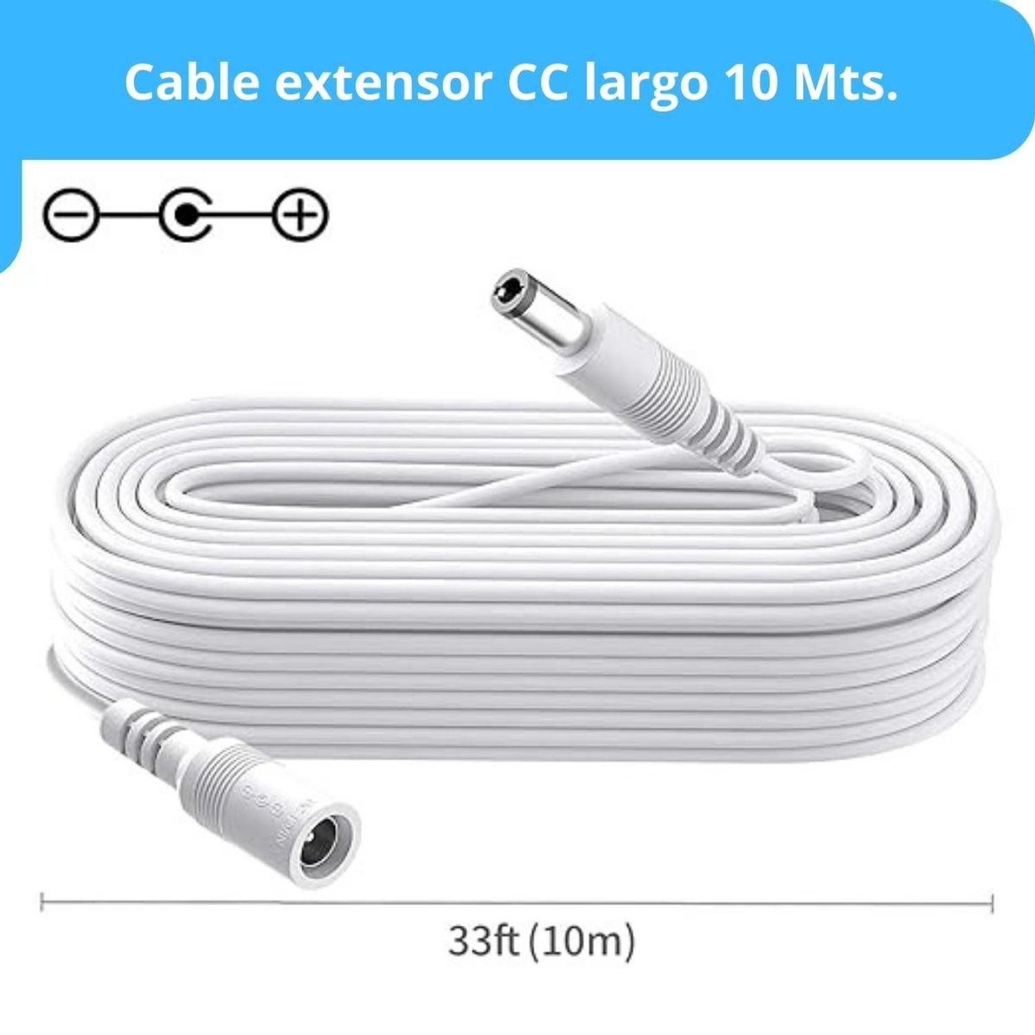 ZEKER Cable Cámara Seguridad Extensor Universal 10 Metros 12V