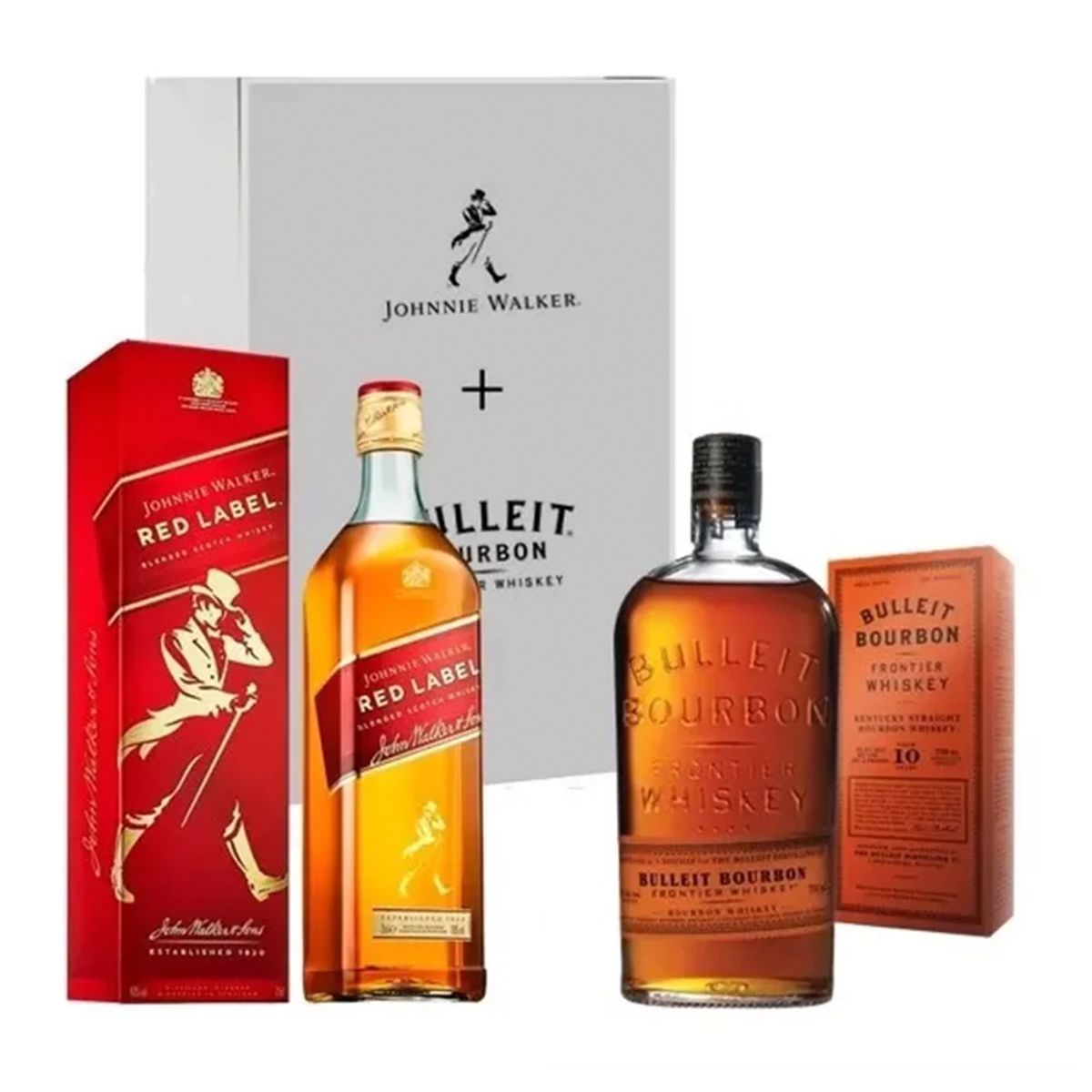JOHNNIE WALKER - Whisky JW Red Label 750ml + Whiskey Bulleit 750ml