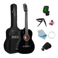 IBRAH - Guitarra Acústica Clásica 39 Pulgadas Funda+Accesorios