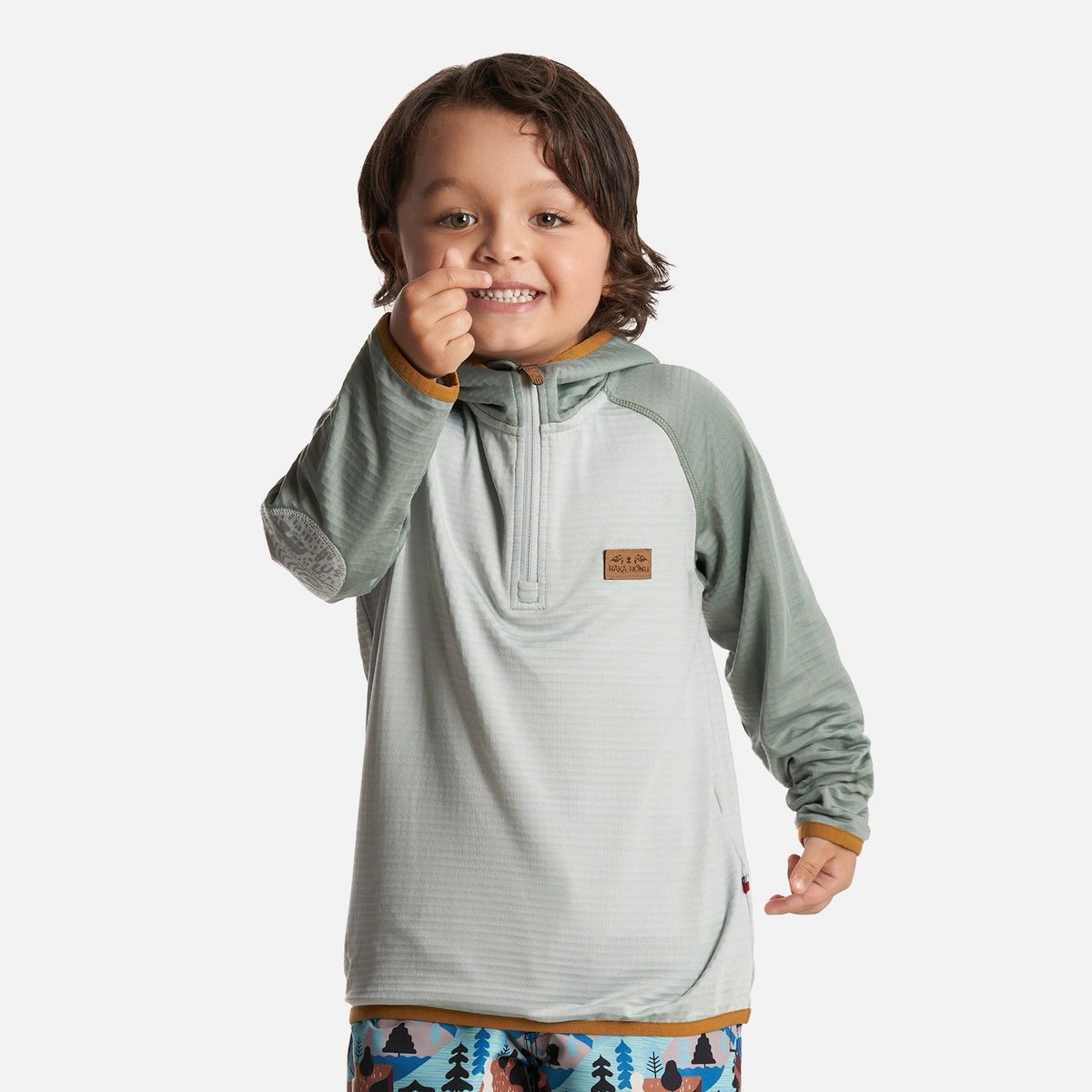 HAKA HONU - Poleron Unisex Taina poki Verde Grisaceo Haka Honu