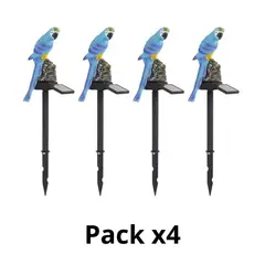 GENERICO - Pack X4 Ave Pajaro Guacamayo Led Estaca Solar 43cm