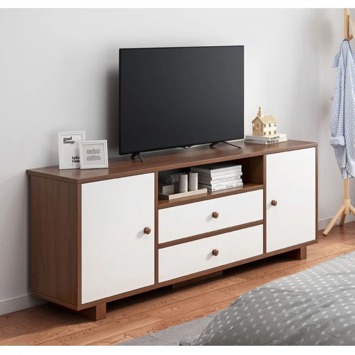 HOMER DESIGN - Rack Tv 120x30x58cm 2 Tiras 2 Puerta Melamina Homer Design