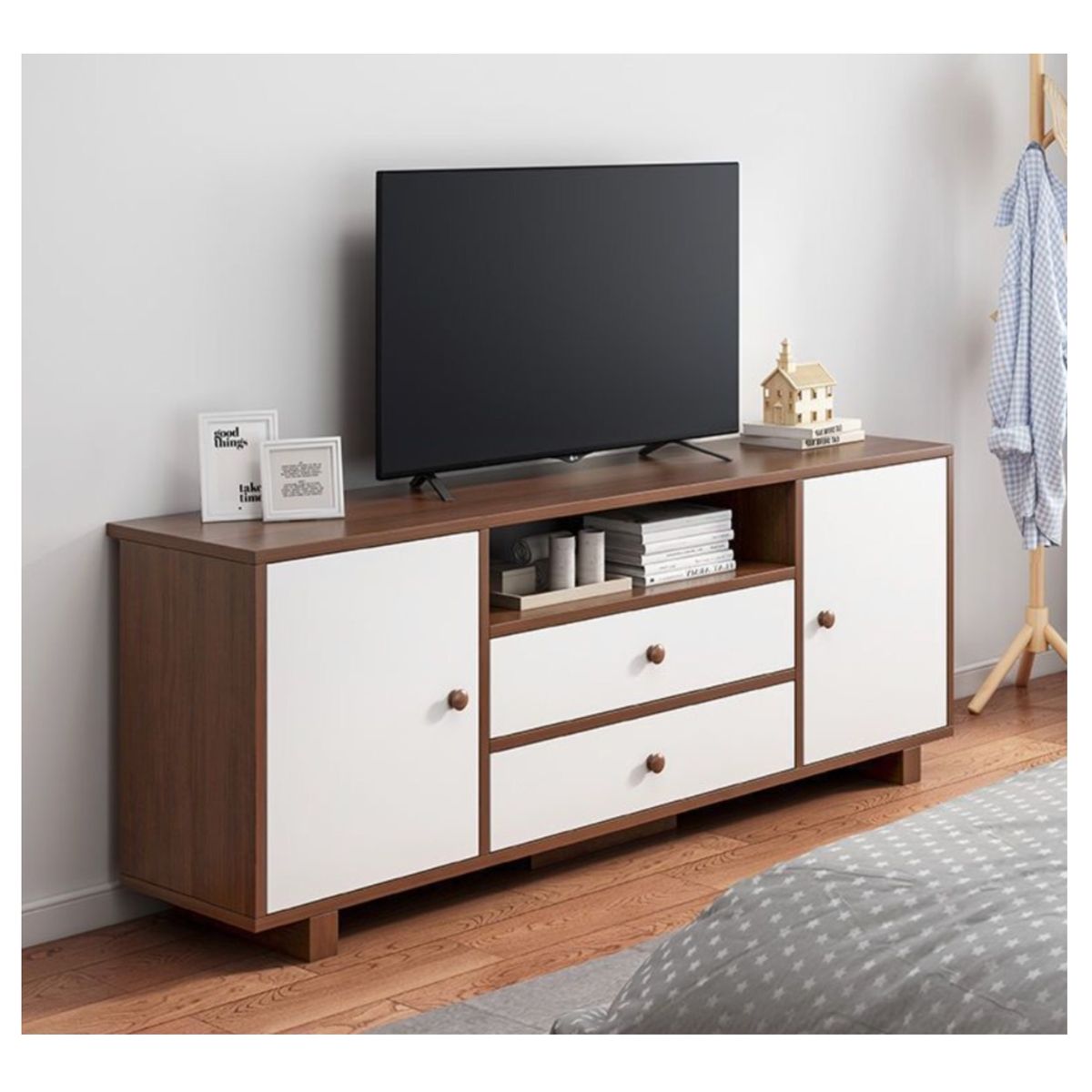 HOMER DESIGN - Rack Tv 120x30x58cm 2 Tiras 2 Puerta Melamina Homer Design