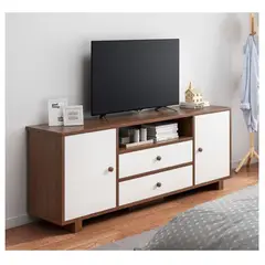 HOMER DESIGN - Rack Tv 120x30x58cm 2 Tiras 2 Puerta Melamina
