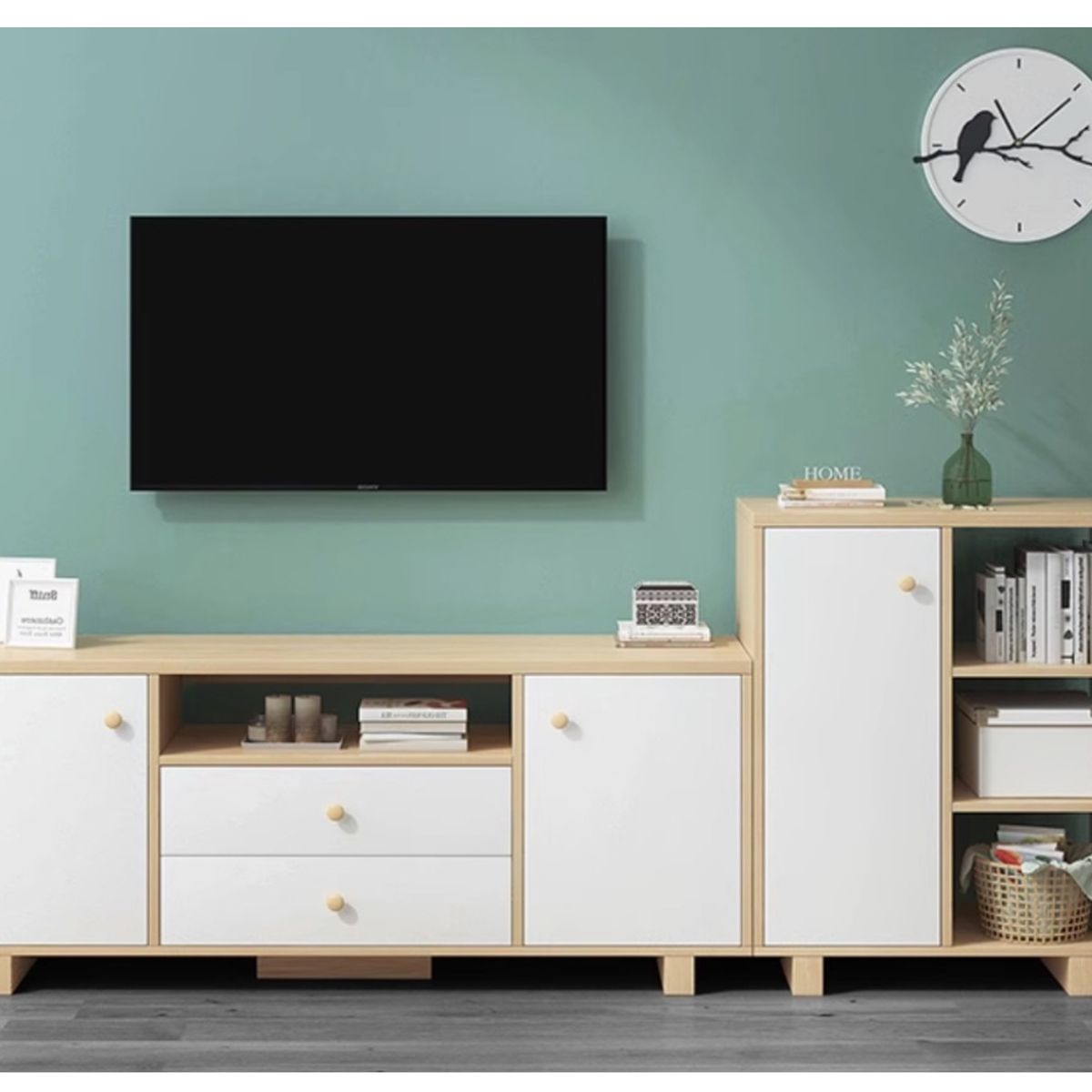 HOMER DESIGN - Rack Tv 120x30x58cm 2 Tiras 2 Puerta Melamina Homer Design