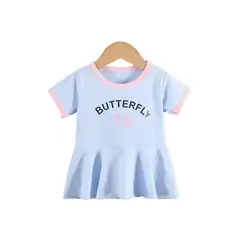 KIVARA - Vestido Algodon Niña Verano Manga Corta Celeste Estampado