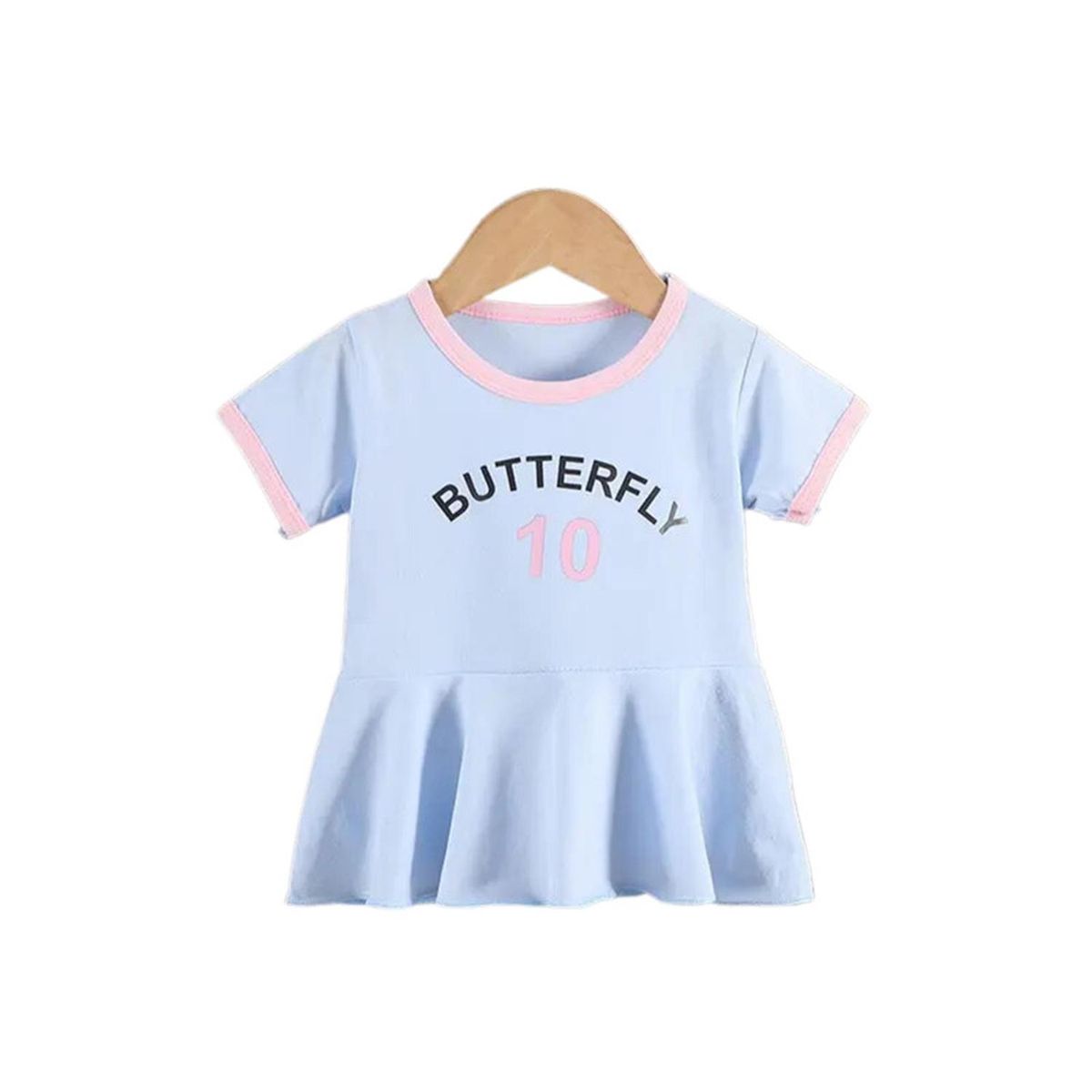 KIVARA - Vestido Algodon Niña Verano Manga Corta Celeste Estampado