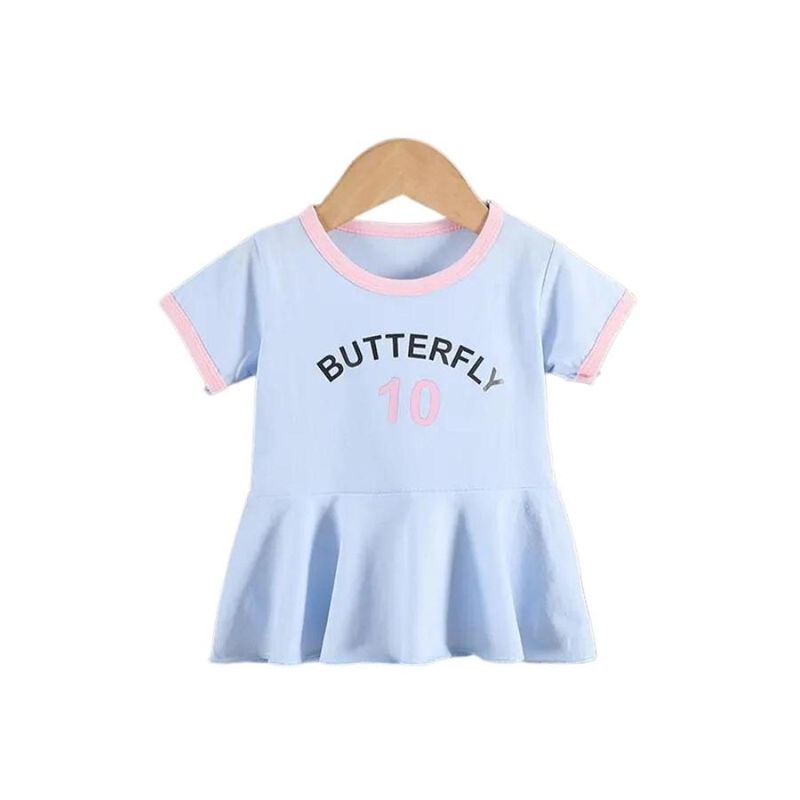 KIVARA - Vestido Niña Algodon Verano Manga Corta Butterfly Celeste - Celeste