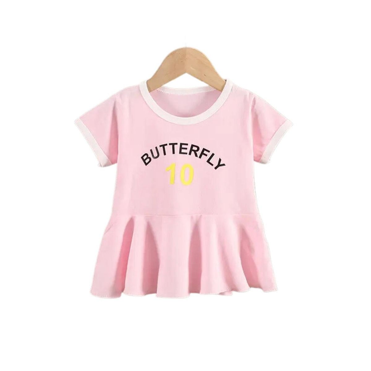 KIVARA - Vestido Algodon Niña Verano Manga Corta Rosado Estampado