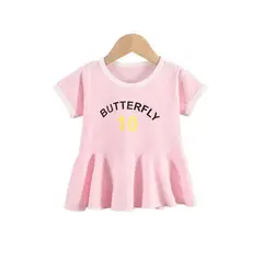 KIVARA - Vestido Algodon Niña Verano Manga Corta Rosado Estampado