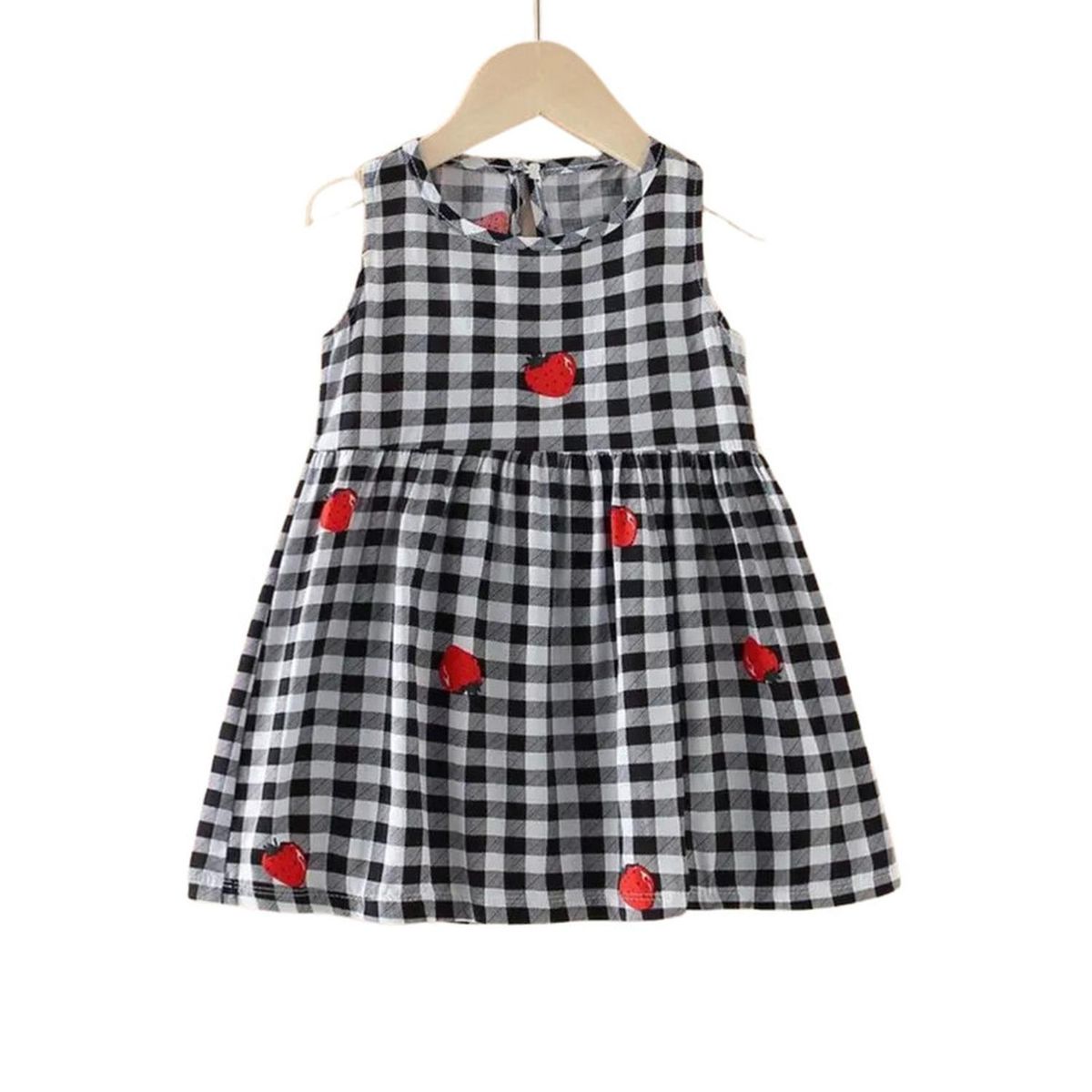 KIVARA - Vestido Niña Sin Mangas Algodon Verano Estampado Cuadros