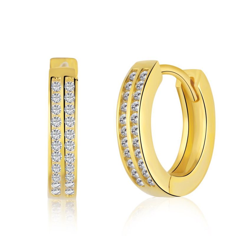 GENERICO - Aros Argolla de Plata Bañado en Oro 18K - Mia Gold 12mm