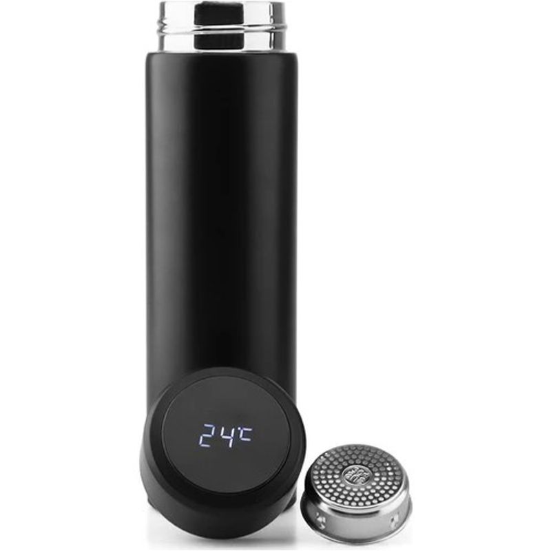 SOHOGAR - Termo botella con sensor de temperatura negro