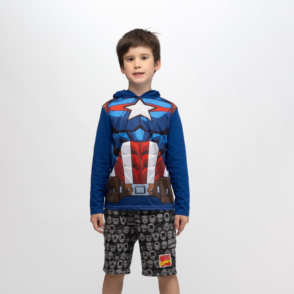 MARVEL - Polera Disfraz Niño Capitan America Azul Marvel