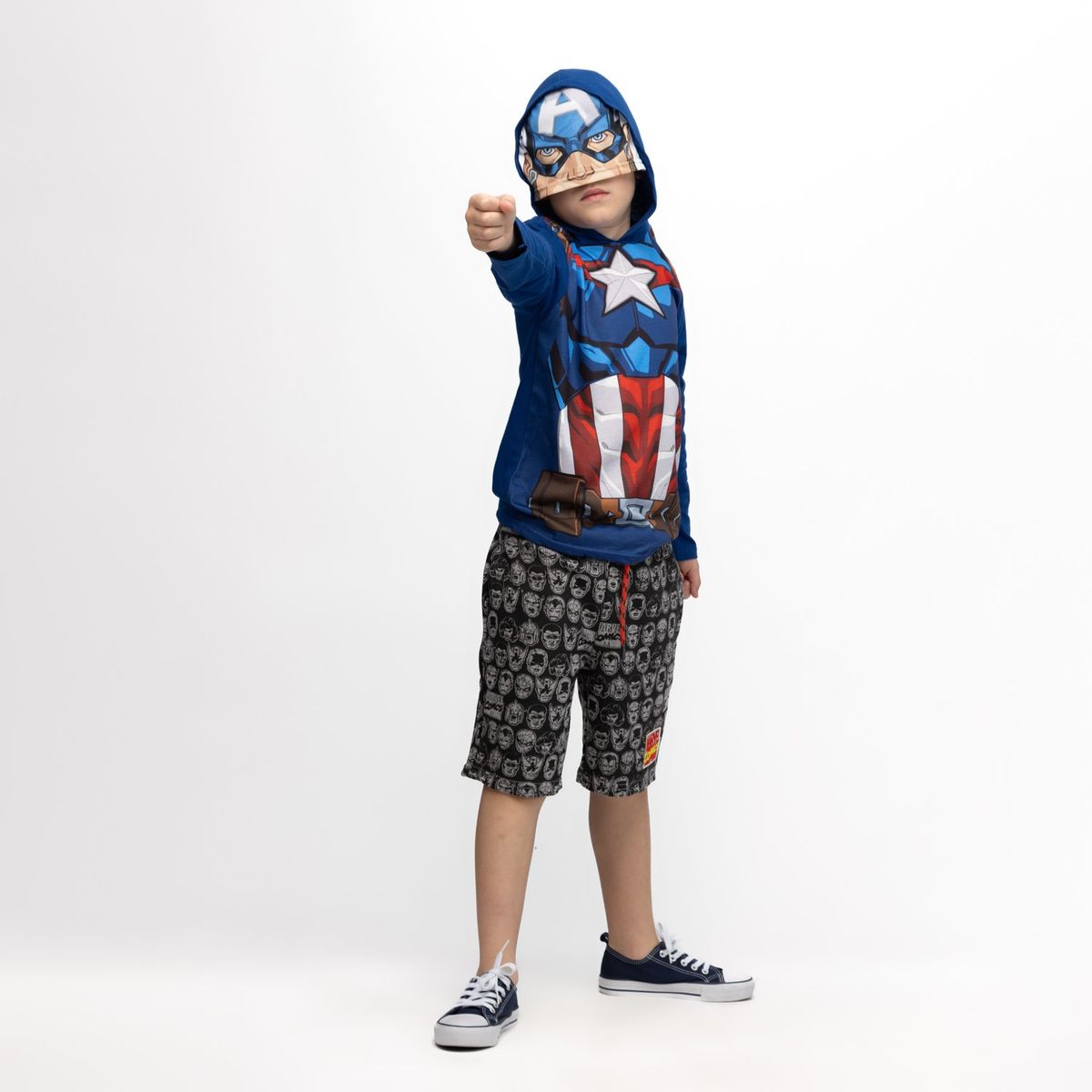 MARVEL - Polera Disfraz Niño Capitan America Azul Marvel