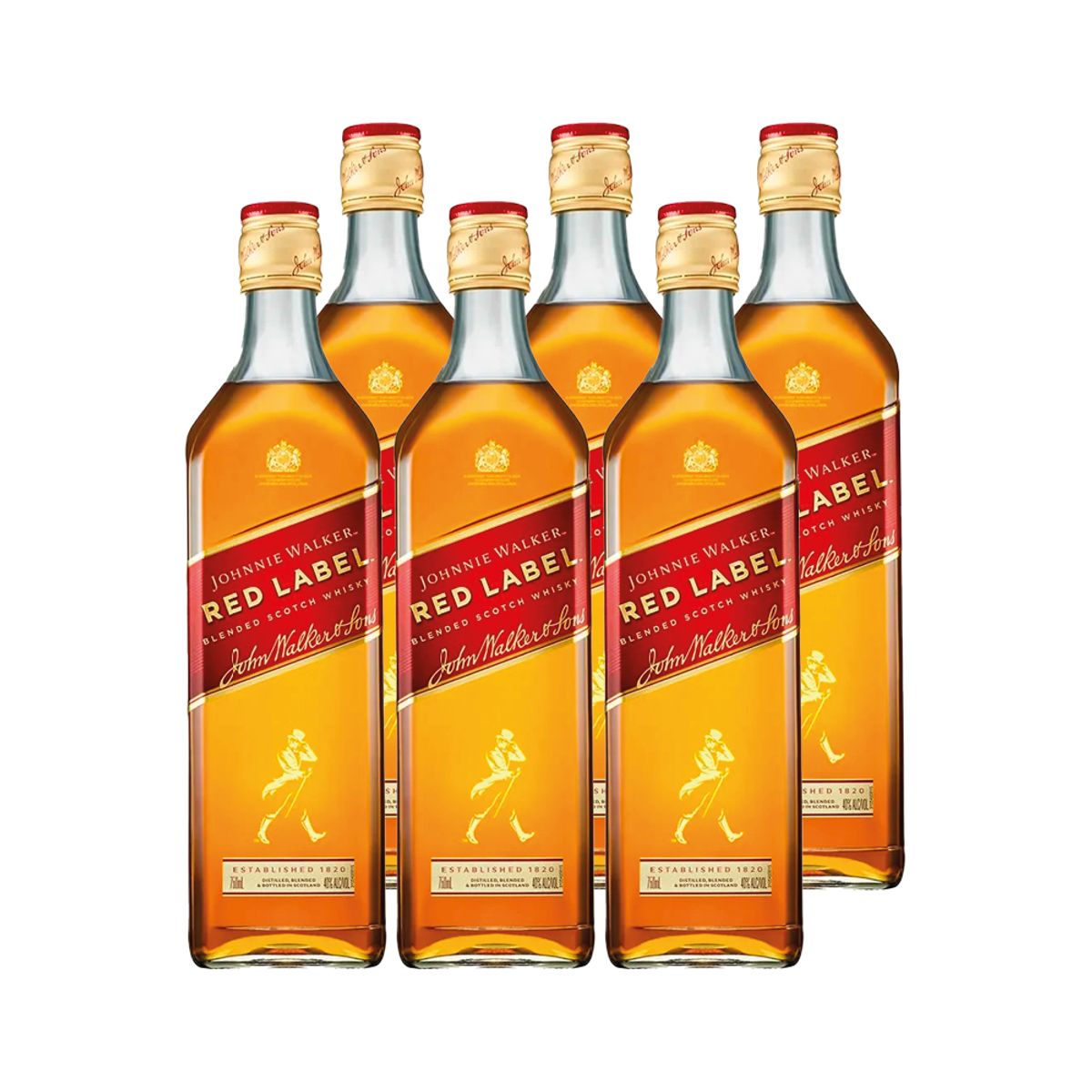 JOHNNIE WALKER - 6x Whisky Johnnie Walker Red Label Botella 750ml