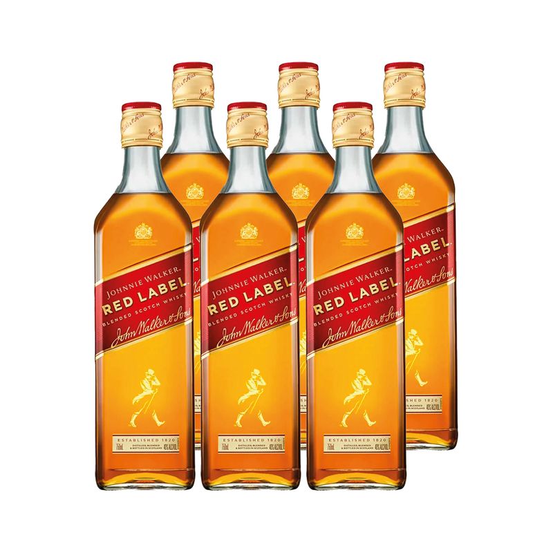 JOHNNIE WALKER - 6x Whisky Johnnie Walker Red Label Botella 750ml