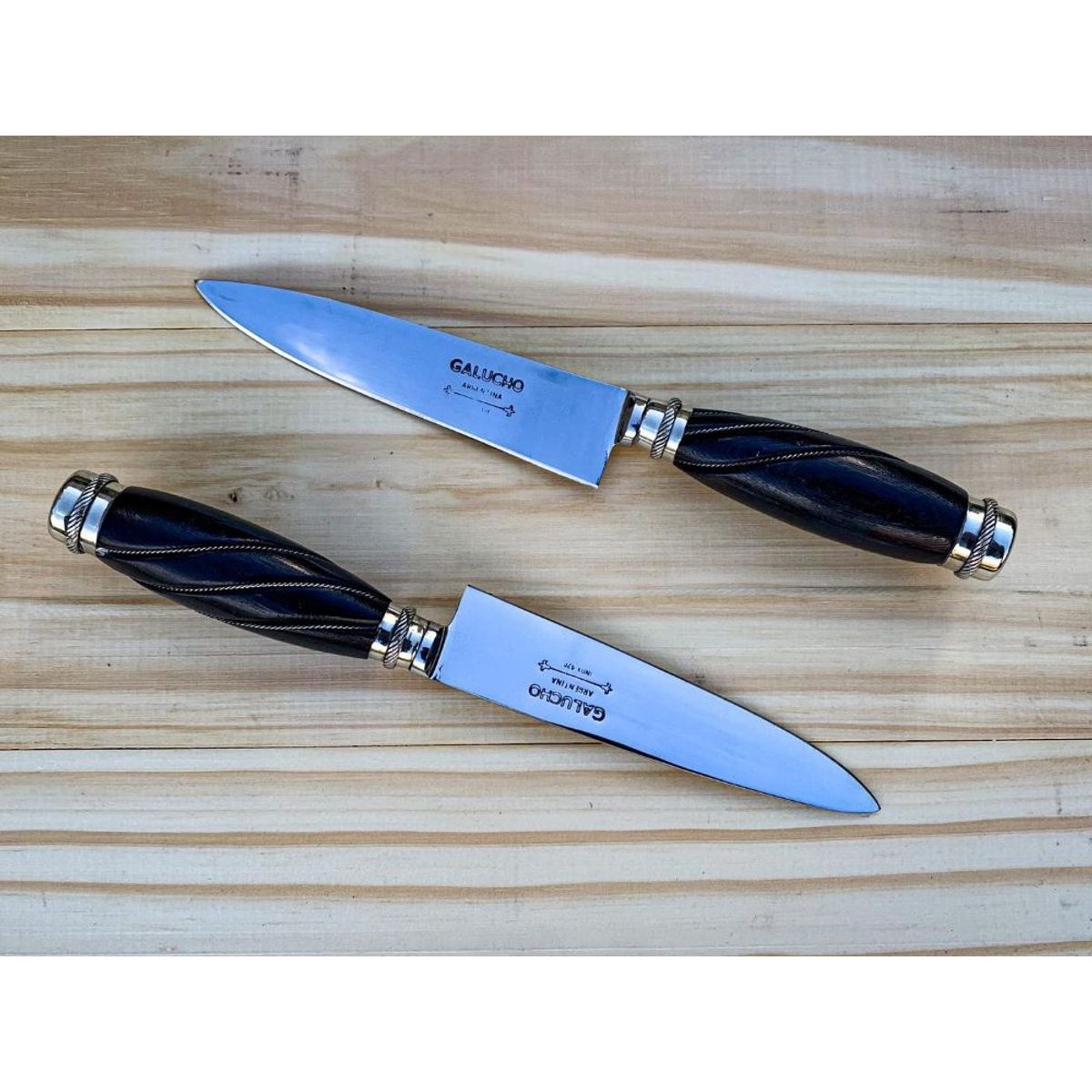 GENERICO - Cuchillo Galucho Madera y Alpaca Acero Inox 14 cm - Fire Chile