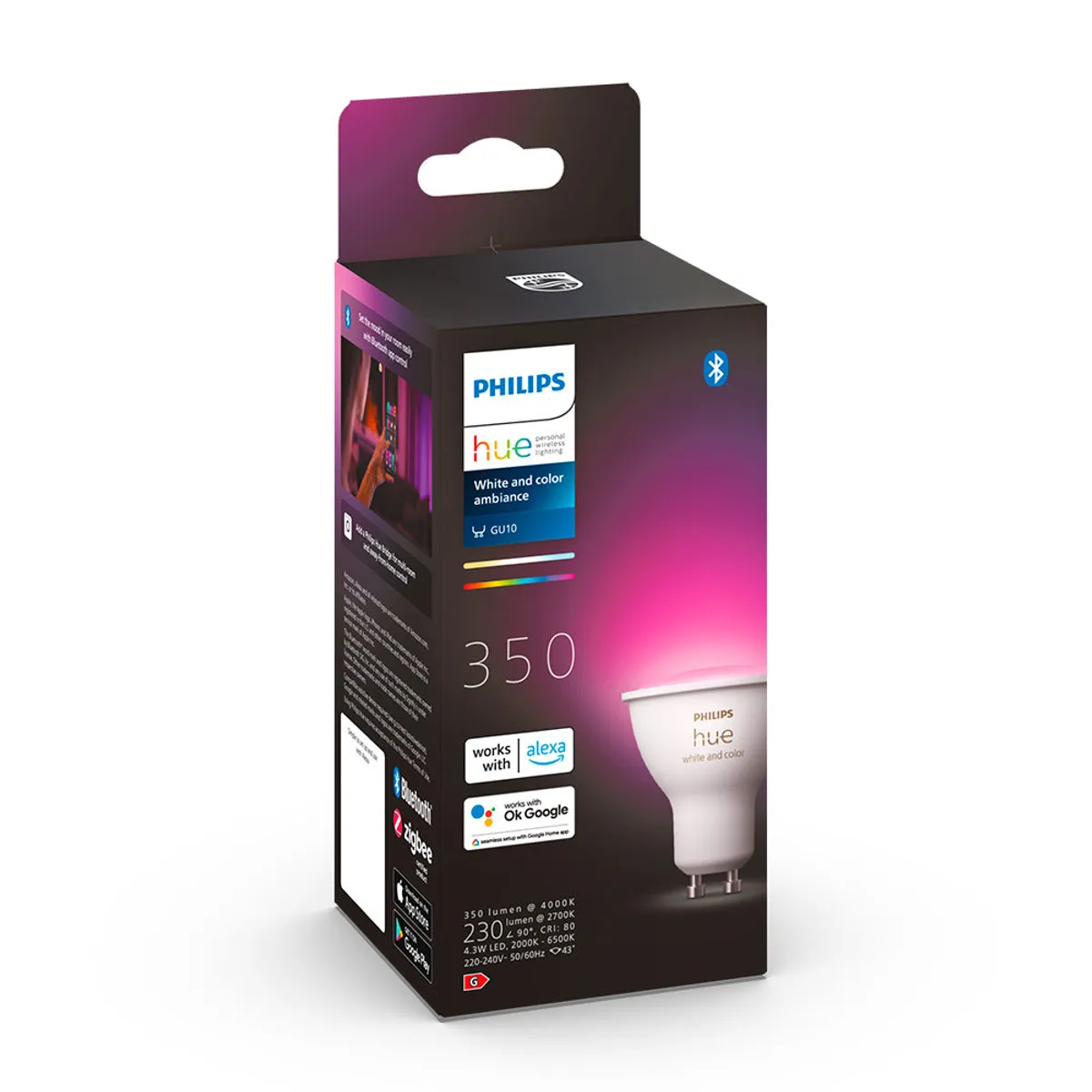 PHILIPS HUE - Ampolleta Led Inteligente Philips Hue Gu10 4.3w 350lm Rgb