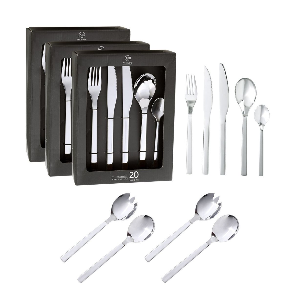 ARTHOME - Set Cuchilleria Arthome 64 Piezas Acero Inoxidable CUC08
