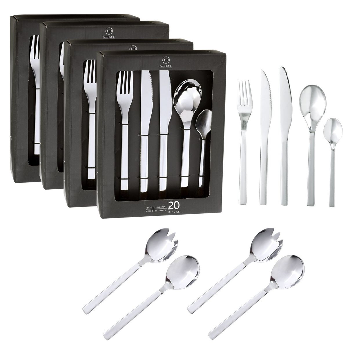ARTHOME - Set Cuchilleria Arthome 84 Piezas Acero Inoxidable CUC09