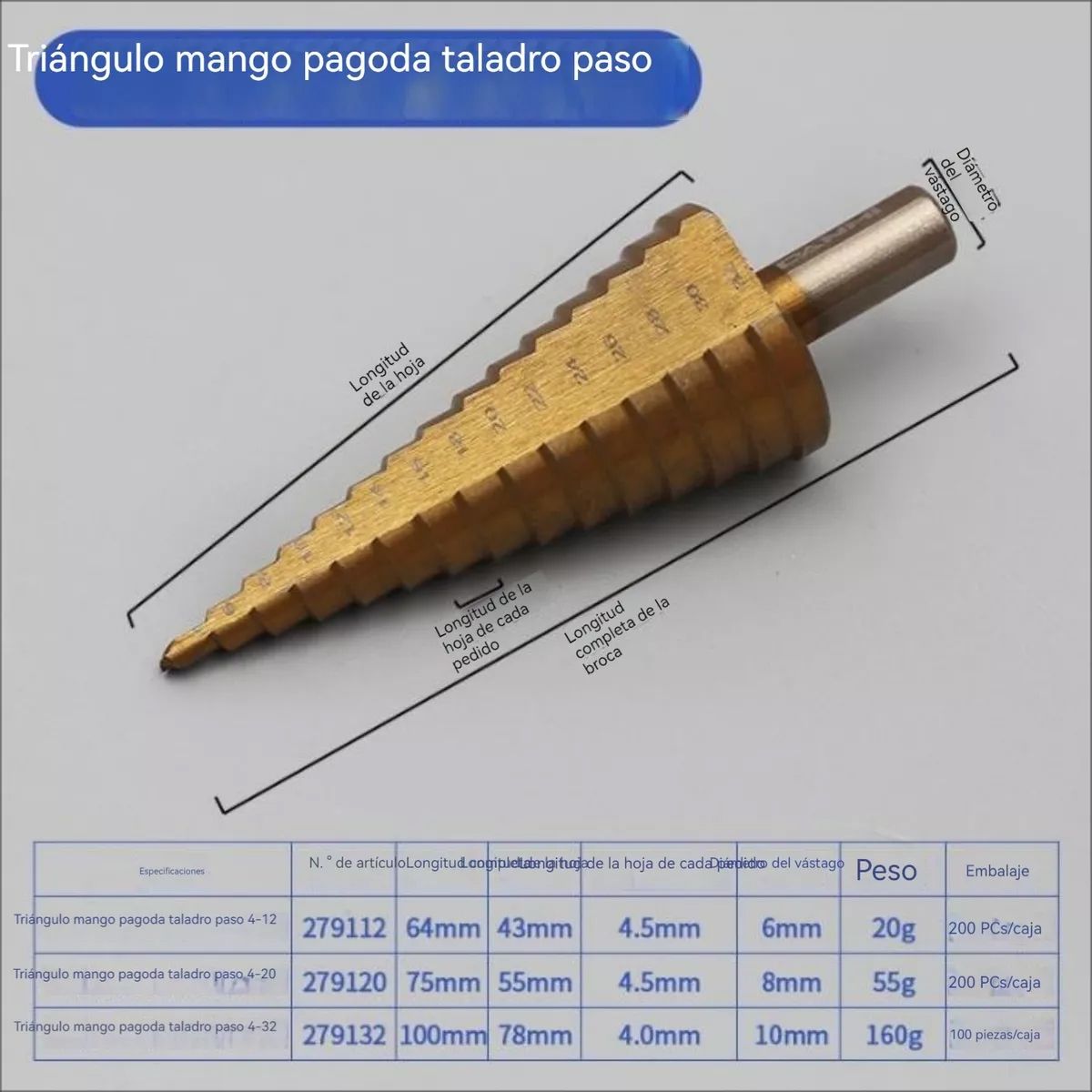 GENERICO - Broca De Sierra Escalonada De Acero Titanio Danmi 4-12 Mm