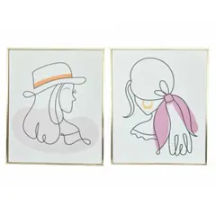 GENERICO - Set 2 Cuadro Decorativo Minimalista Elegantes 30x20cm Niña