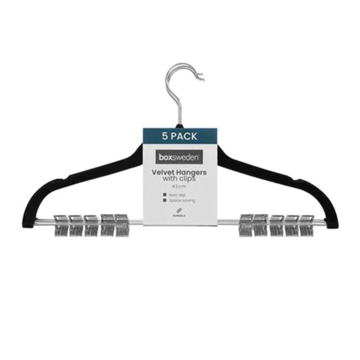 BOX SWEDEN - Set 5 ganchos de Felpa para Pantalones Boxsweden