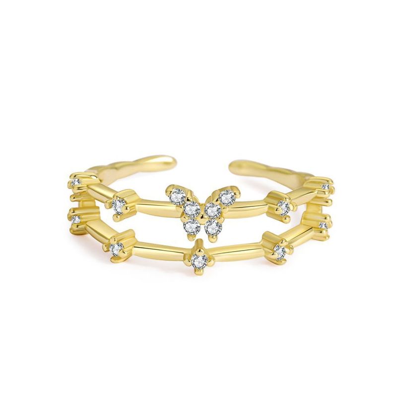 GENERICO - Anillo Plata 925 Bañado en Oro 18K Talla US 7 - Lucia Gold
