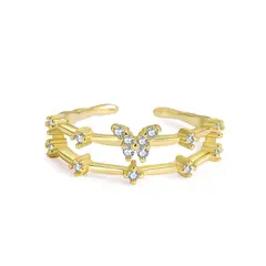 GENERICO - Anillo Plata 925 Bañado en Oro 18K Talla US 7 - Lucia Gold
