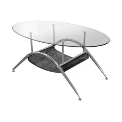 GENERICO - Mesa De Centro Volga Metal Y Vidrio 60cm X 110cm X 45cm Alto